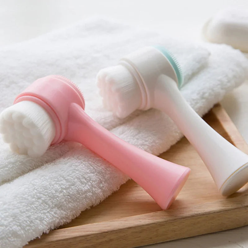 3D Double Sided Silicone Face Brush — Manual Cleansing & Exfoliator Massage Brush