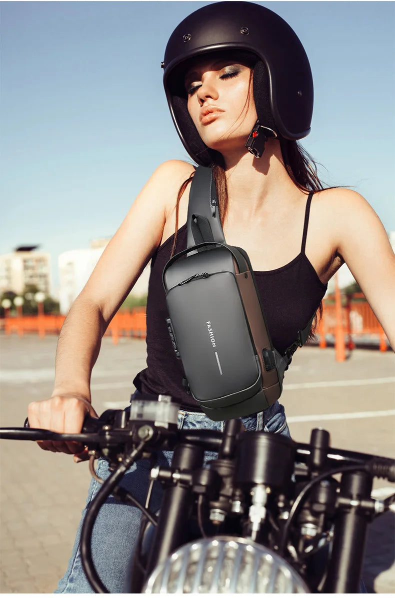 Men's PU Leather Crossbody Bag — Anti-Theft Shoulder & Chest Bag Multifunctional for Travel