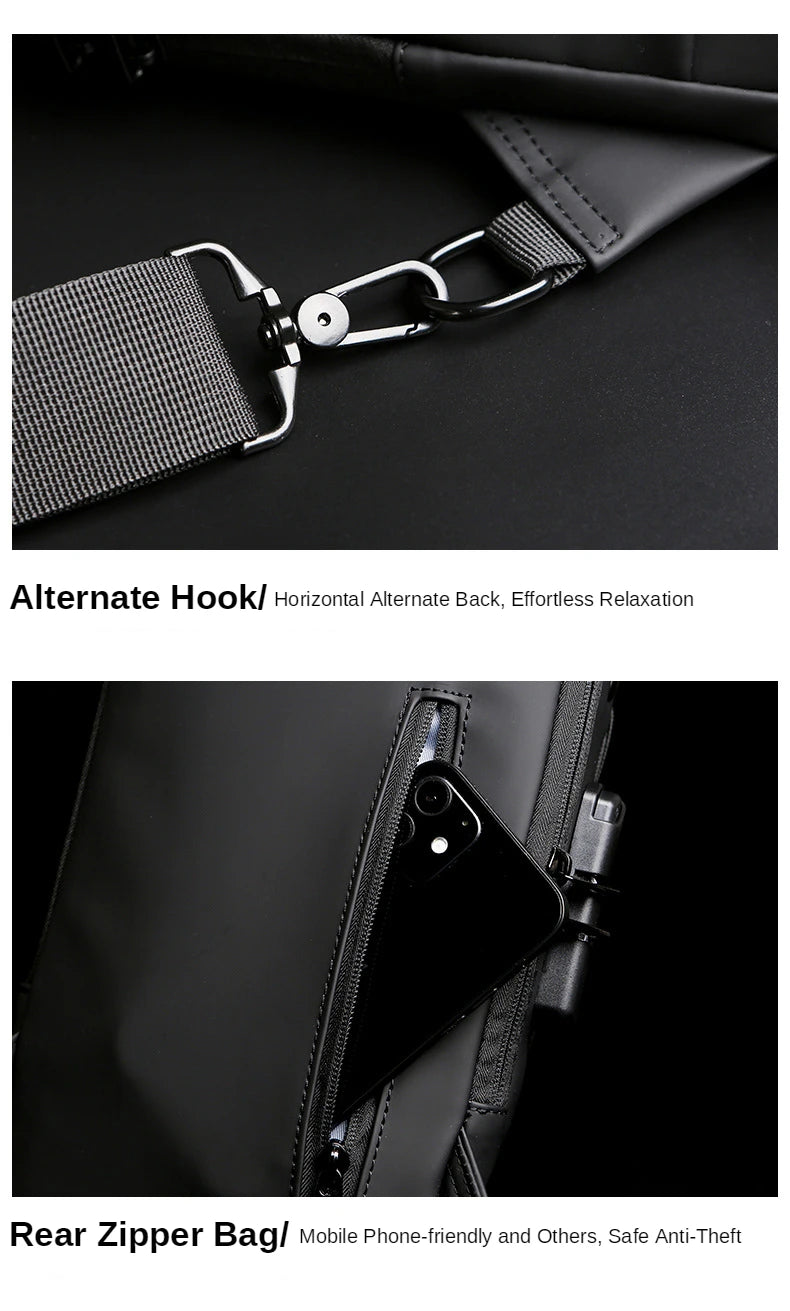 Men's PU Leather Crossbody Bag — Anti-Theft Shoulder & Chest Bag Multifunctional for Travel