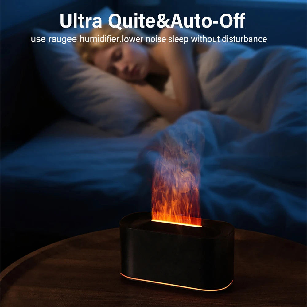 Flame Aroma Diffuser — Essential Oil Humidifier with LED Night Light for Home & Bedroom