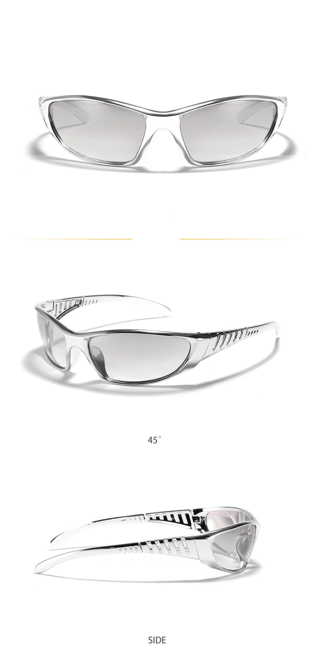 Y2K Silver Sunglasses — Trendy Hollowed Out Futuristic Style for Women & Men