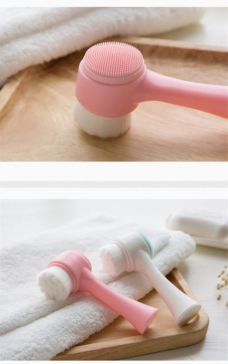 3D Double Sided Silicone Face Brush — Manual Cleansing & Exfoliator Massage Brush