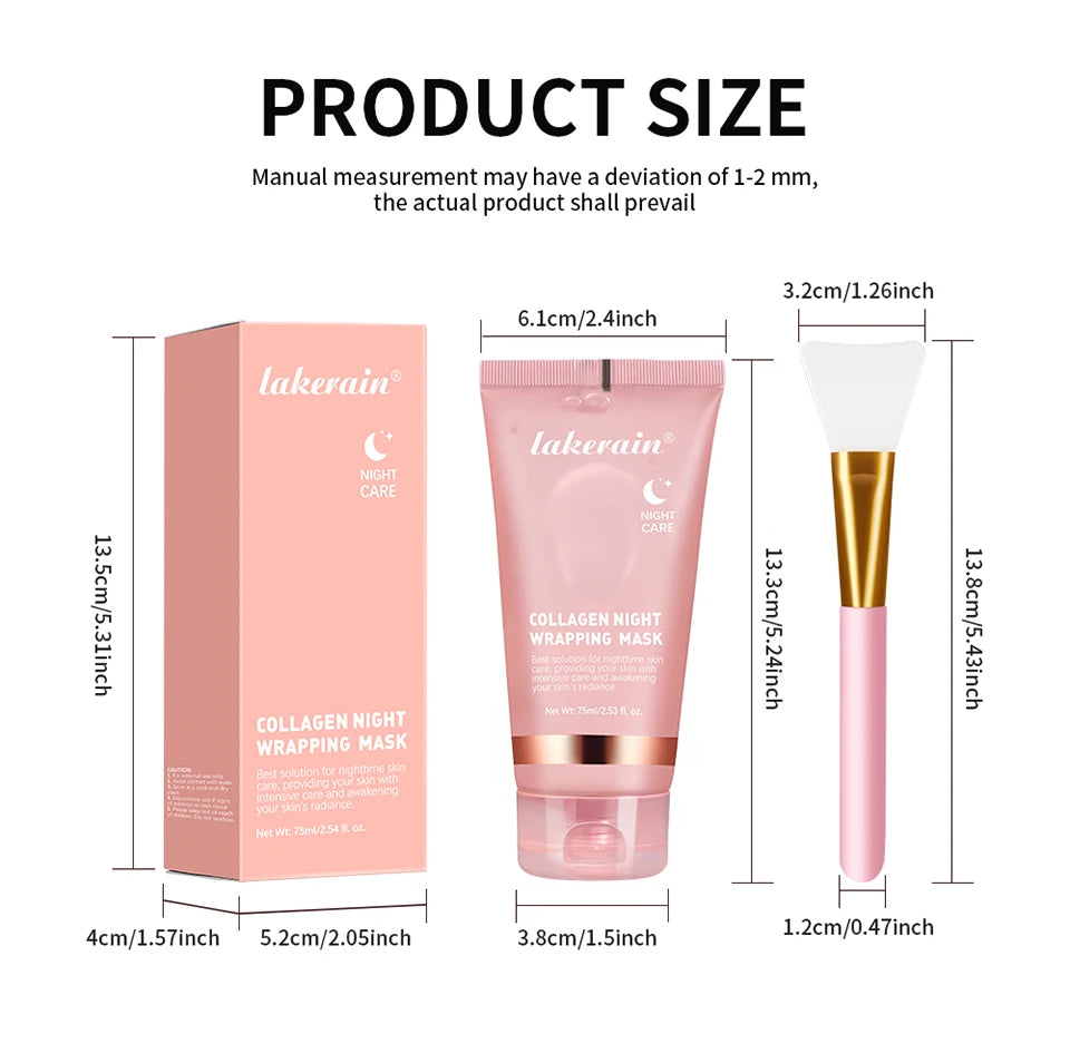 Korean Collagen Wrapping Face Mask & Brush Set — Rejuvenating Brightening & Moisturizing Skin Care