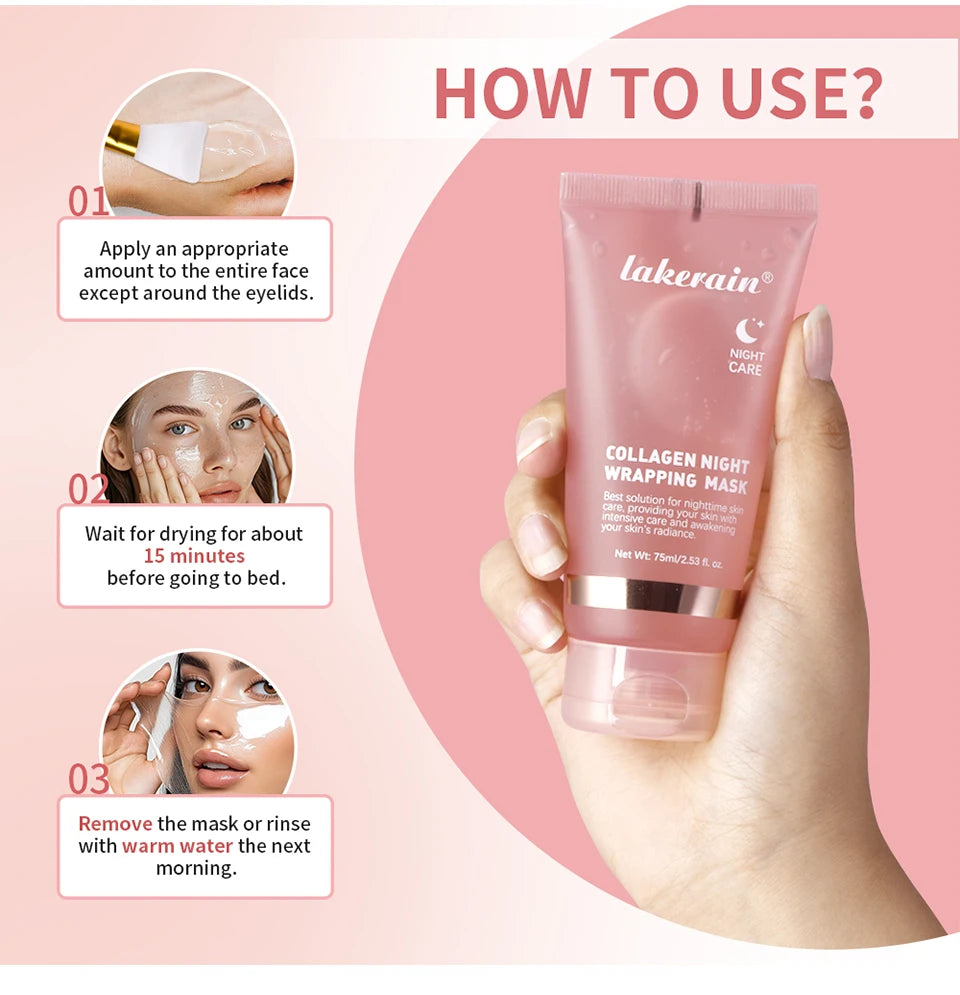 Korean Collagen Wrapping Face Mask & Brush Set — Rejuvenating Brightening & Moisturizing Skin Care