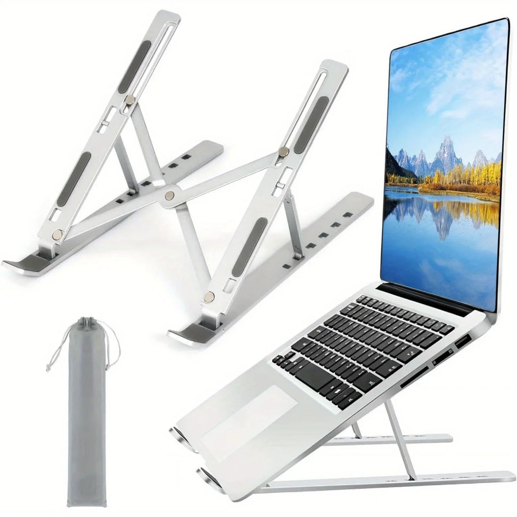 Adjustable Aluminum Laptop Stand — 6-Level Foldable & Portable for 8-16" Laptops