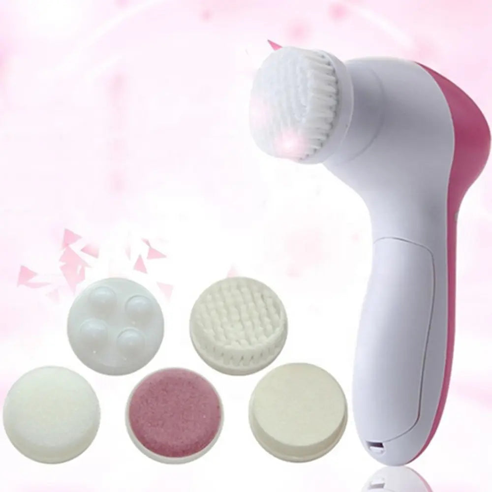Electric Face Cleansing Brush 5-in-1 — Facial Cleanser Massager & Blackhead Remover for Skin Care