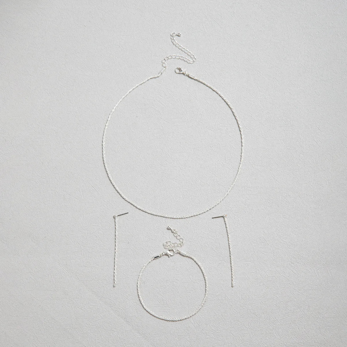 Silver Minimalist Jewelry Set — Starry Sky Collarbone Necklace & Bracelet for Women
