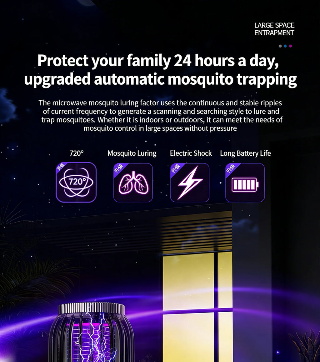 Solar Mosquito Killer Lamp — USB Rechargeable Outdoor & Indoor Insect Trap for Home & Camping