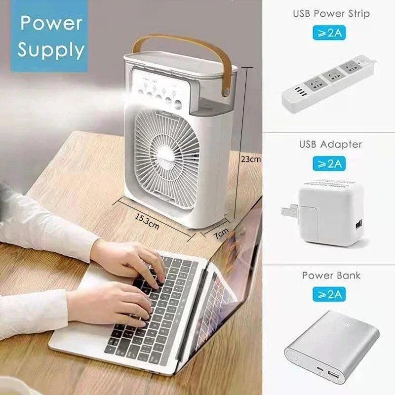 Mini Portable Air Conditioner — USB Desktop Cooling Fan for Home & Office