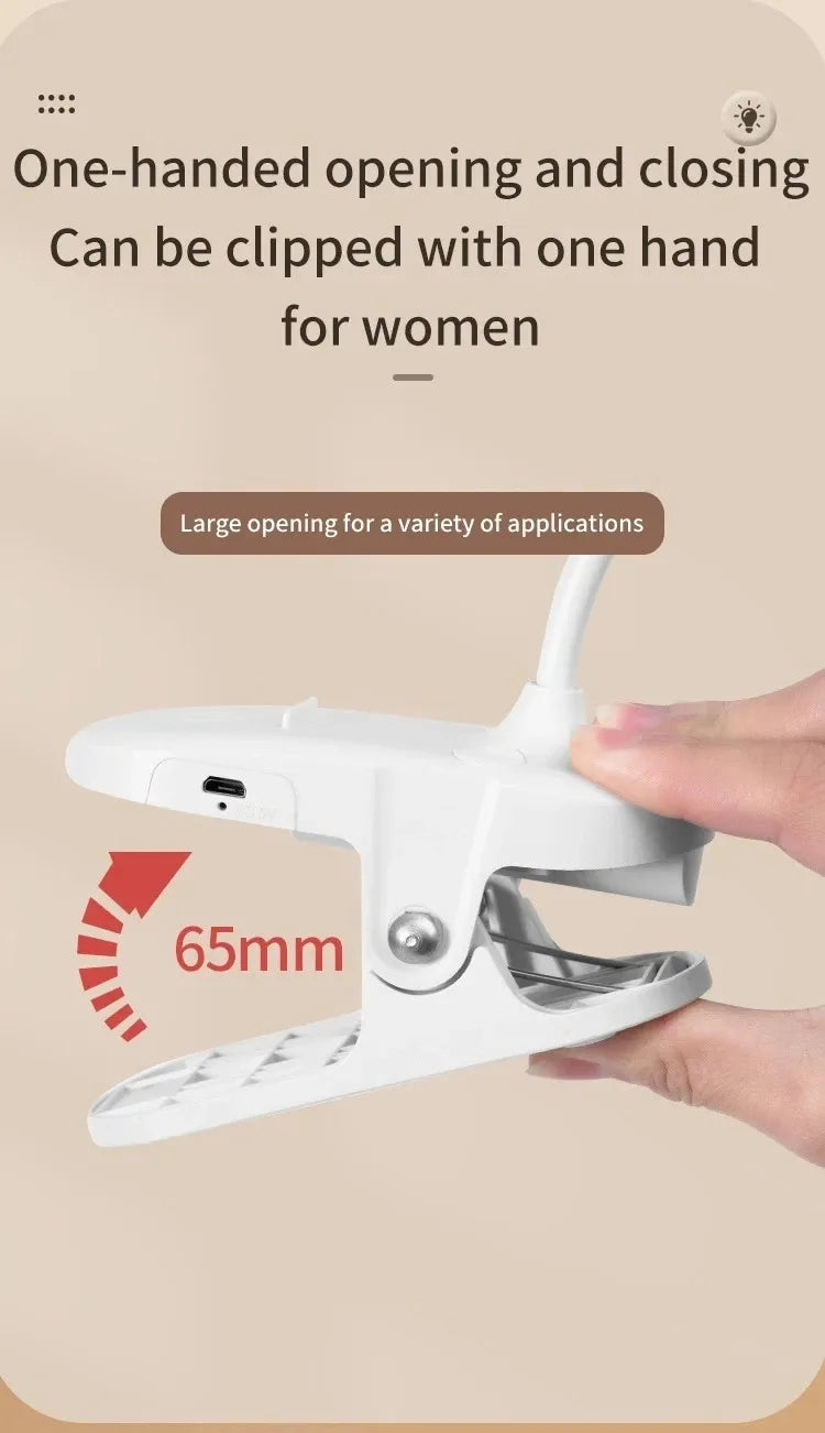 LED Table Lamp with Clamp — USB Rechargeable Foldable Study & Reading Light with Touch 3-Mode Dimming