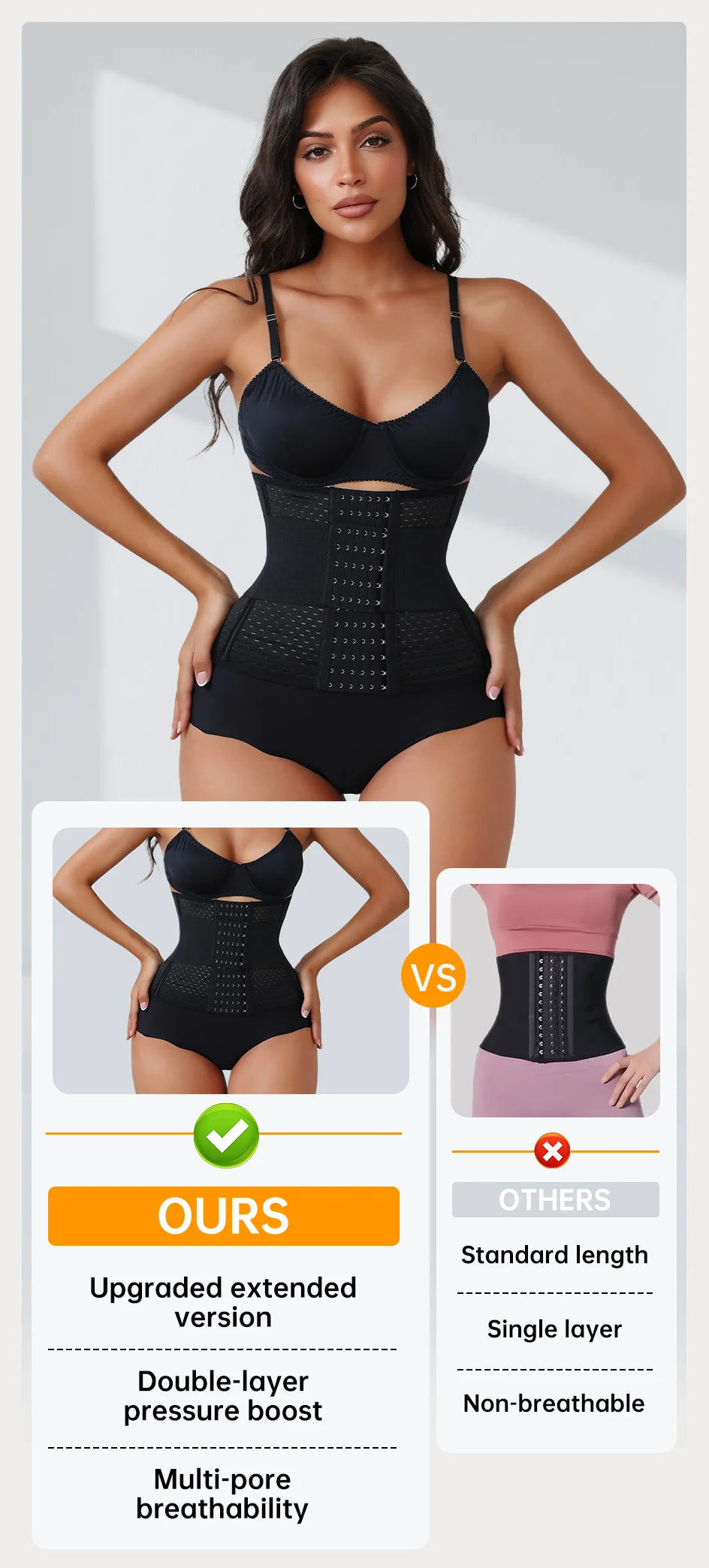 Adjustable Waist Trainer for Women — Double Belt Neoprene Corset with Zipper for Tummy Control & Back Support