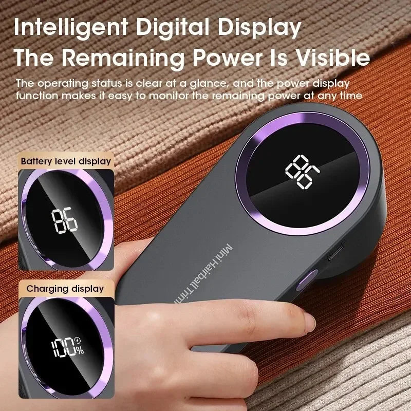 USB Rechargeable Electric Fabric Shaver with LED Digital Display - Lint & Fuzz Remover for Clothes, Sweaters & Upholstery