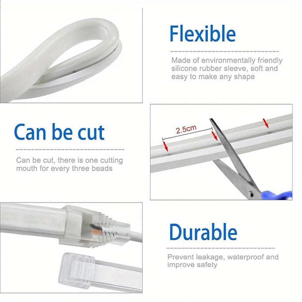Smart Neon LED Light Strip — Dimmable Touch Sensor Flexible Waterproof Rope Light for Room Decor