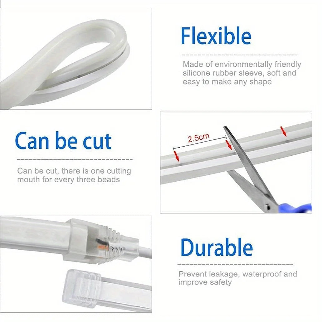 Smart Neon LED Light Strip — Dimmable Touch Sensor Flexible Waterproof Rope Light for Room Decor