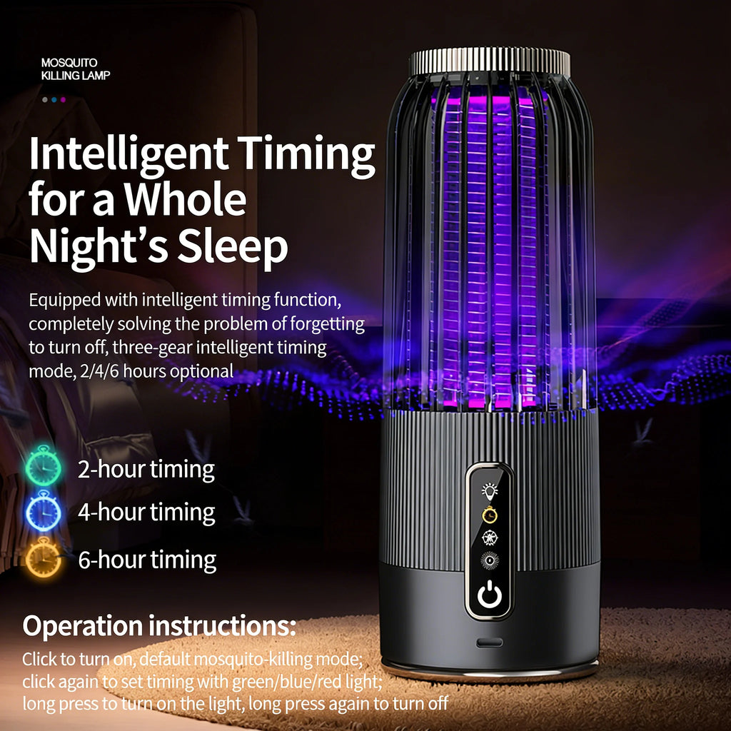 Solar Mosquito Killer Lamp — USB Rechargeable Outdoor & Indoor Insect Trap for Home & Camping