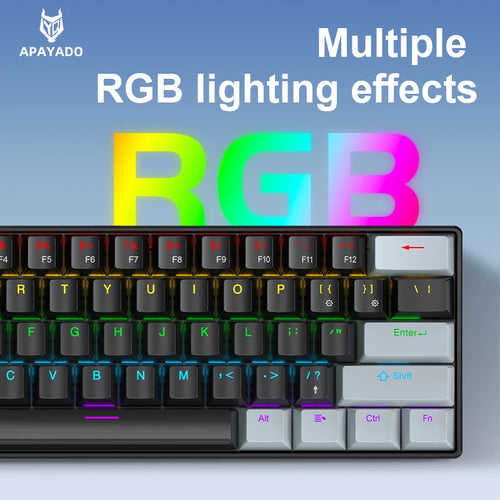 APAYADO K61 Mini Mechanical Keyboard — 61 Keys RGB Wired Gaming Keyboard 60% Portable