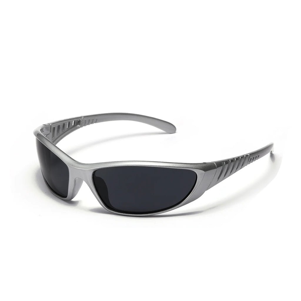 Y2K Silver Sunglasses — Trendy Hollowed Out Futuristic Style for Women & Men