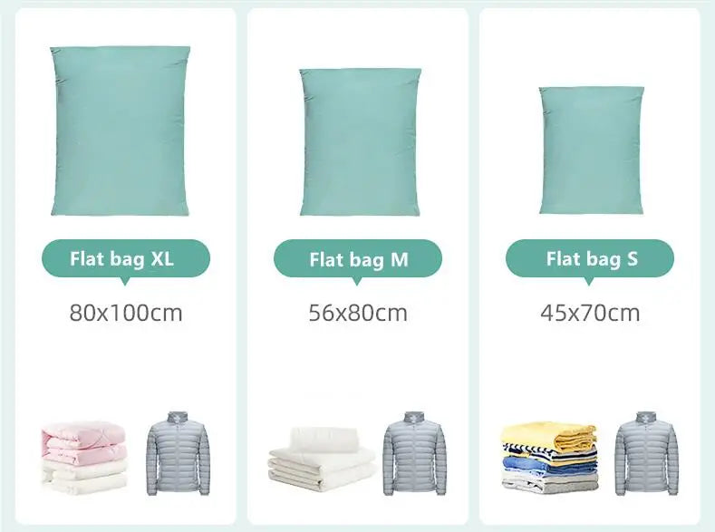 No-Pump Vacuum Storage Bags — Space Saver Compression Bags for Clothes, Blankets & Travel