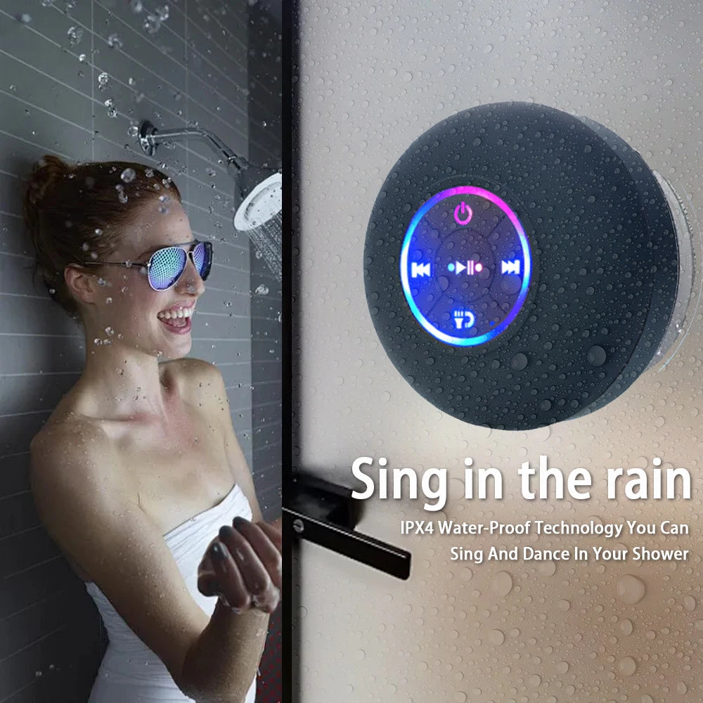 Portable Bluetooth Speaker — IPX4 Waterproof LED Light Stereo Sound for Outdoor & Bathroom