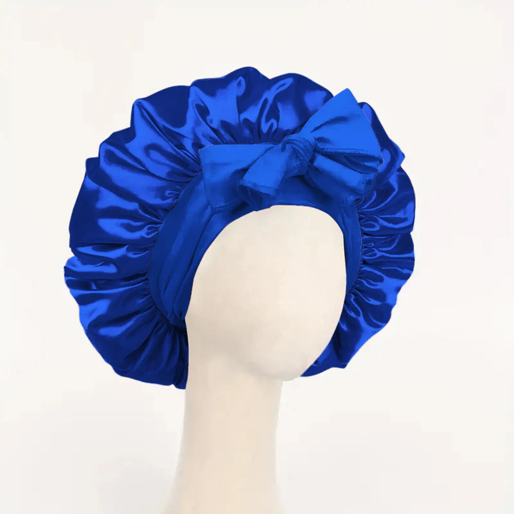 Satin Silk Sleeping Bonnet — Adjustable Hair Bonnet with Tie Band for Women & Men