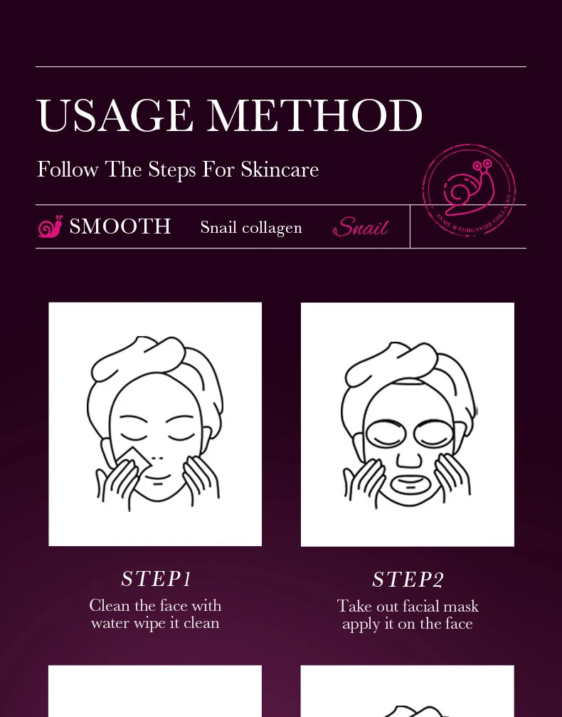 SADOER Snail Collagen Face Mask 5pcs — Firming Moisturizing Brightening Hydrating Facial Skin Care