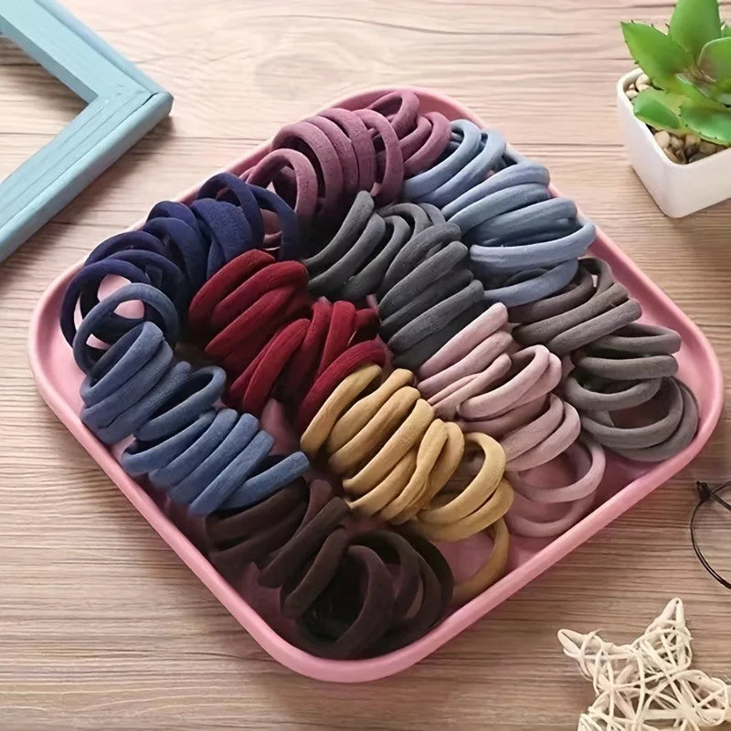 50PCS Candy Color Nylon Scrunchie Set — Women & Girls Hair Ties & Ponytail Holders Fashion Accessories