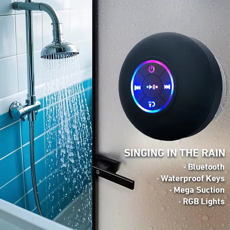 Portable Bluetooth Speaker — IPX4 Waterproof LED Light Stereo Sound for Outdoor & Bathroom