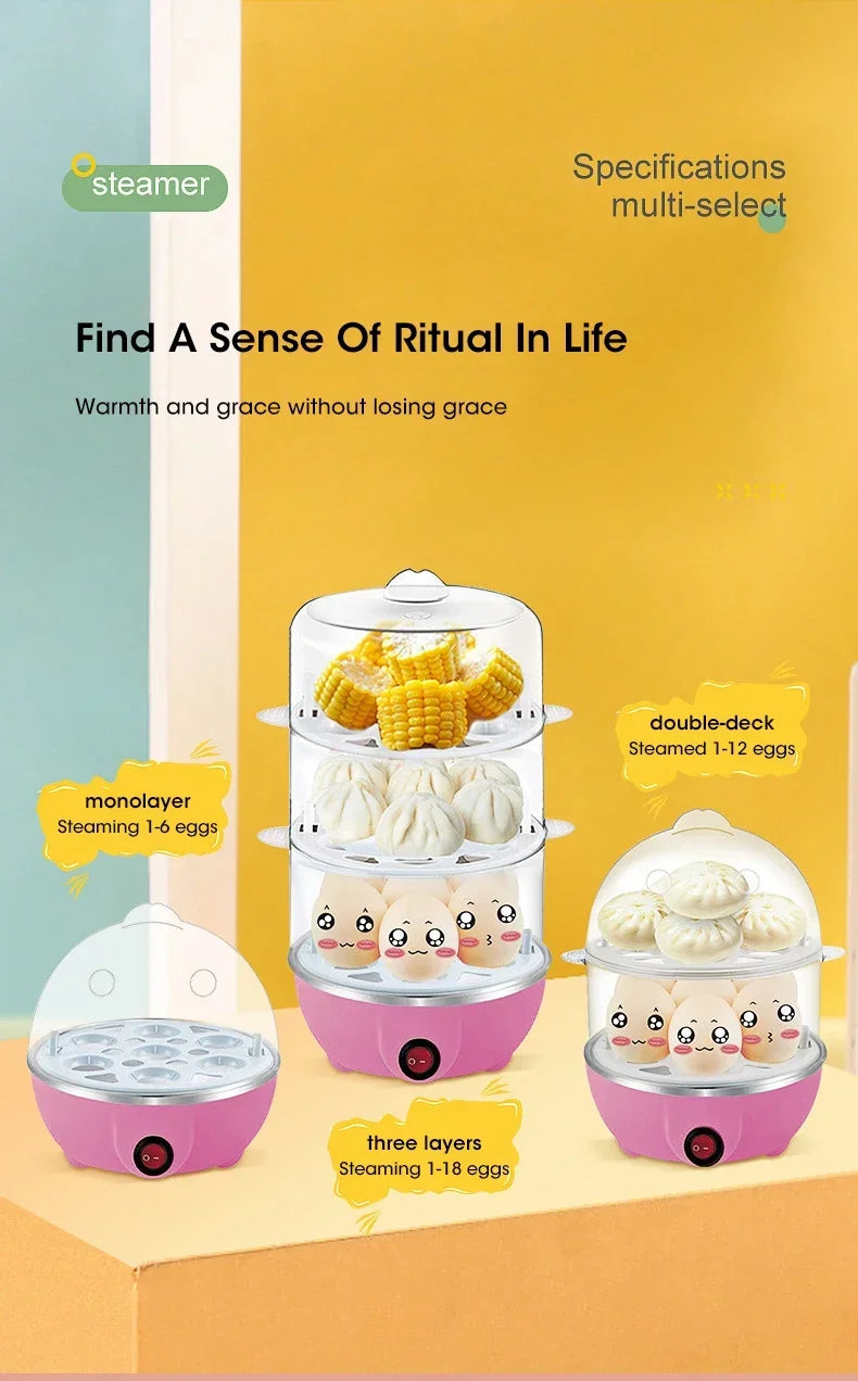 Electric Egg Cooker — Mini Single Egg Steamer for Quick Breakfast & Kitchen Cooking