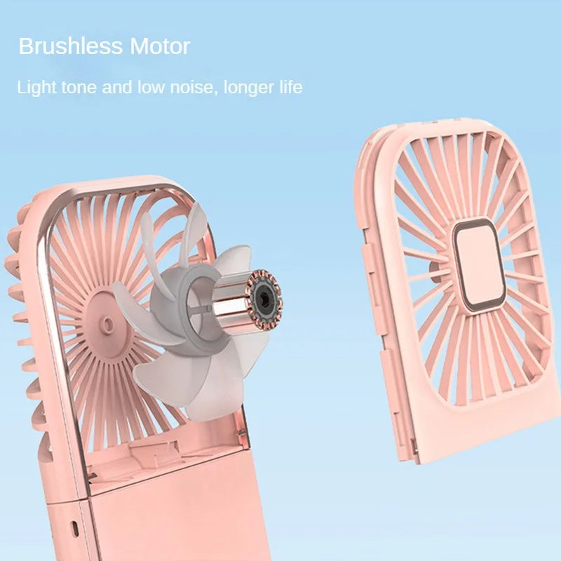 3-in-1 Portable Neck Fan & Power Bank — Foldable USB Rechargeable Desktop Fan for Home, Office & Outdoor