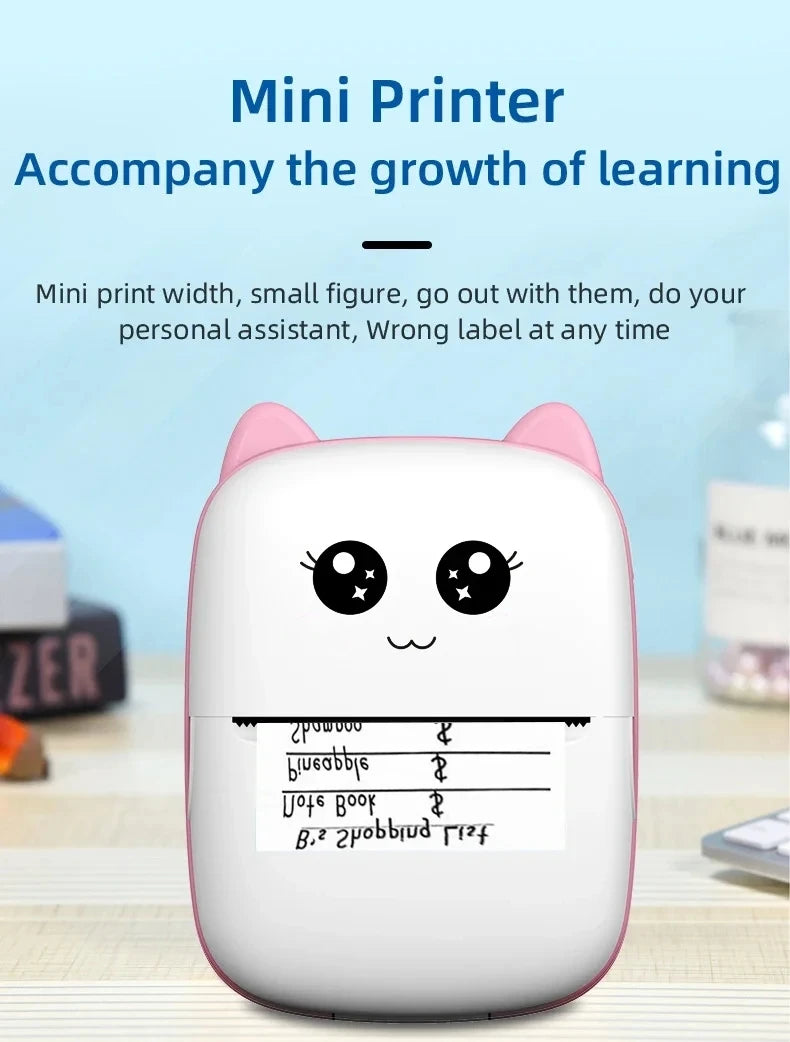 Mini CAT Portable Thermal Printer — Wireless Bluetooth Photo & Label Printer for Android & iOS