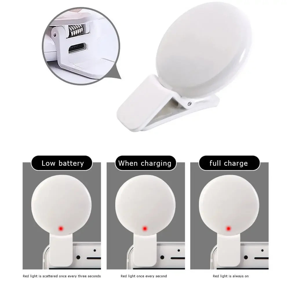 Mini LED Selfie Ring Light — Portable Clip-on Fill Light for Phone Photography