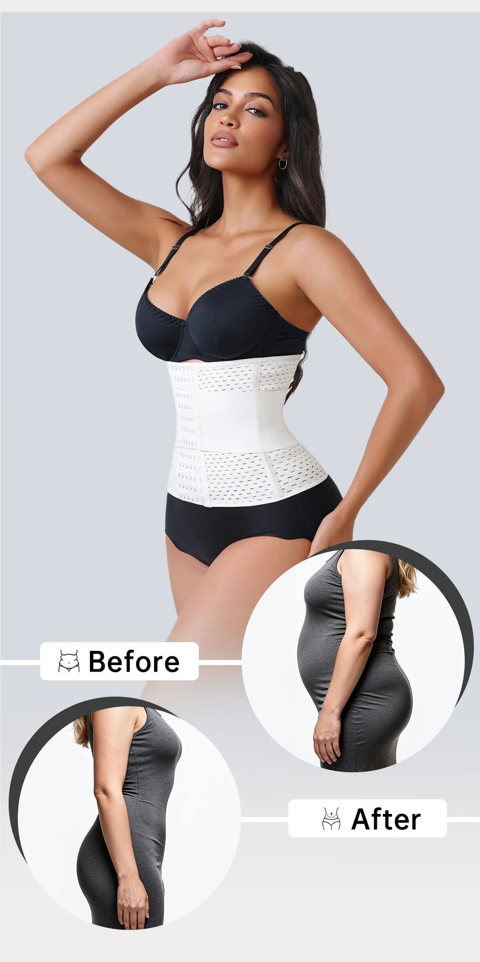 Adjustable Waist Trainer for Women — Double Belt Neoprene Corset with Zipper for Tummy Control & Back Support