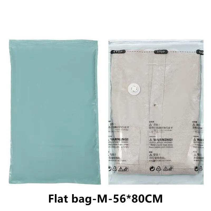 No-Pump Vacuum Storage Bags — Space Saver Compression Bags for Clothes, Blankets & Travel