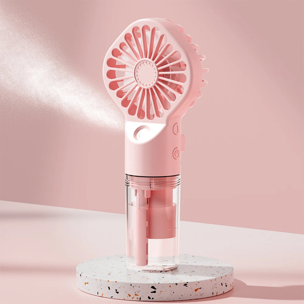 Portable Misting Fan — USB Rechargeable Handheld Humidifier Fan for Home & Outdoor