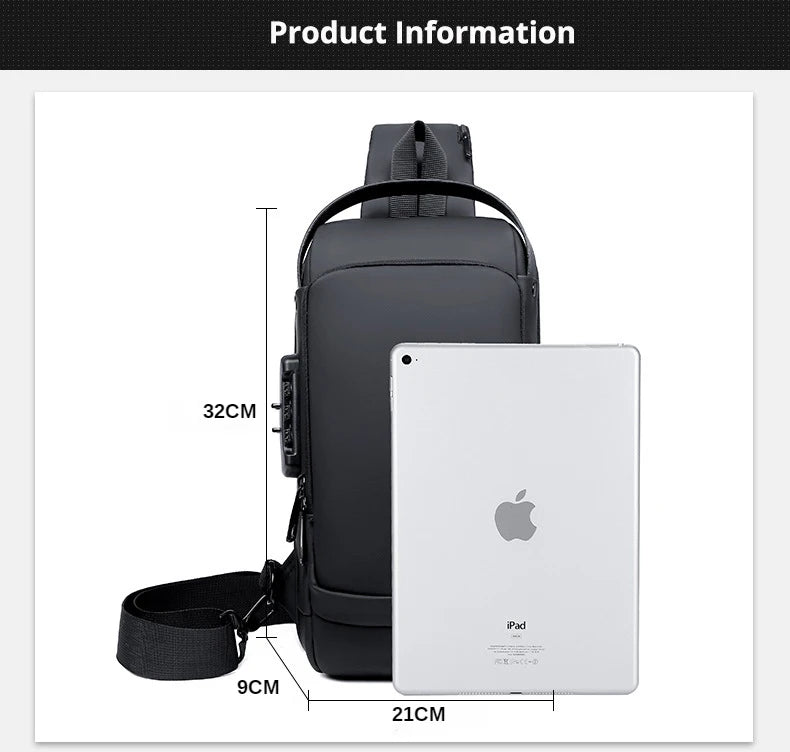 Men's PU Leather Crossbody Bag — Anti-Theft Shoulder & Chest Bag Multifunctional for Travel