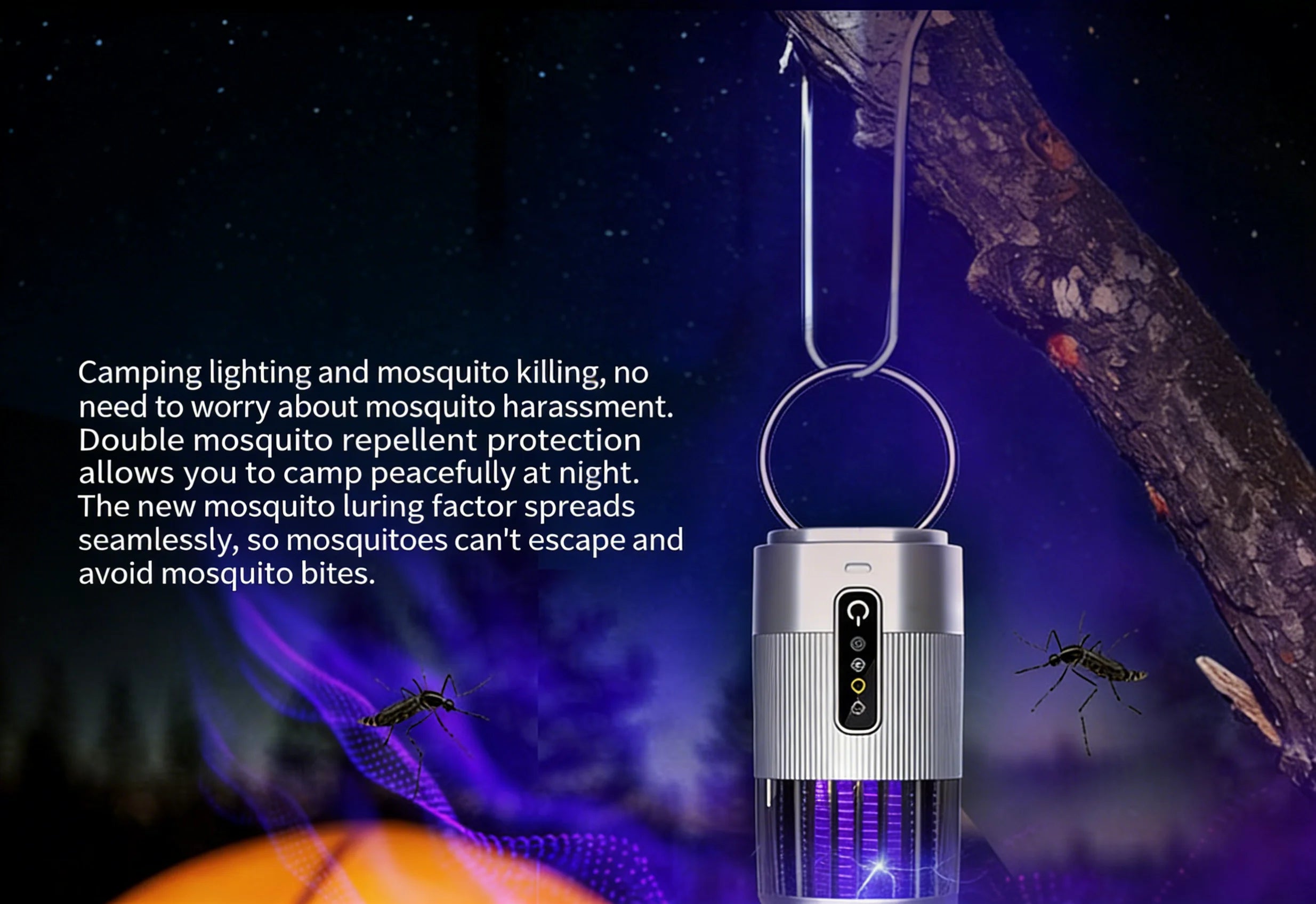 Solar Mosquito Killer Lamp — USB Rechargeable Outdoor & Indoor Insect Trap for Home & Camping