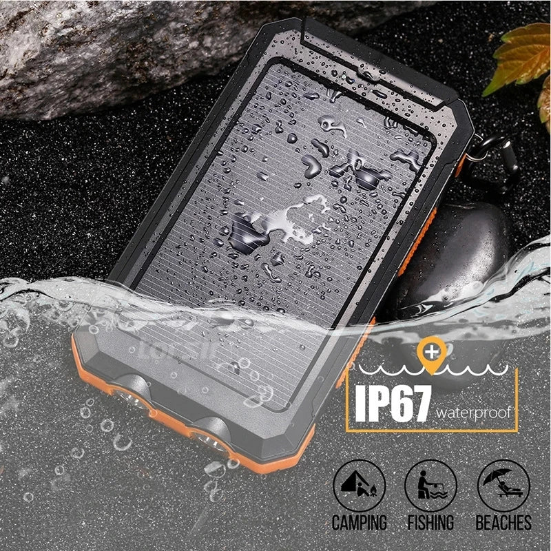 Solar Power Bank 80000mAh — Portable External Battery Charger with LED Light for All Smartphones