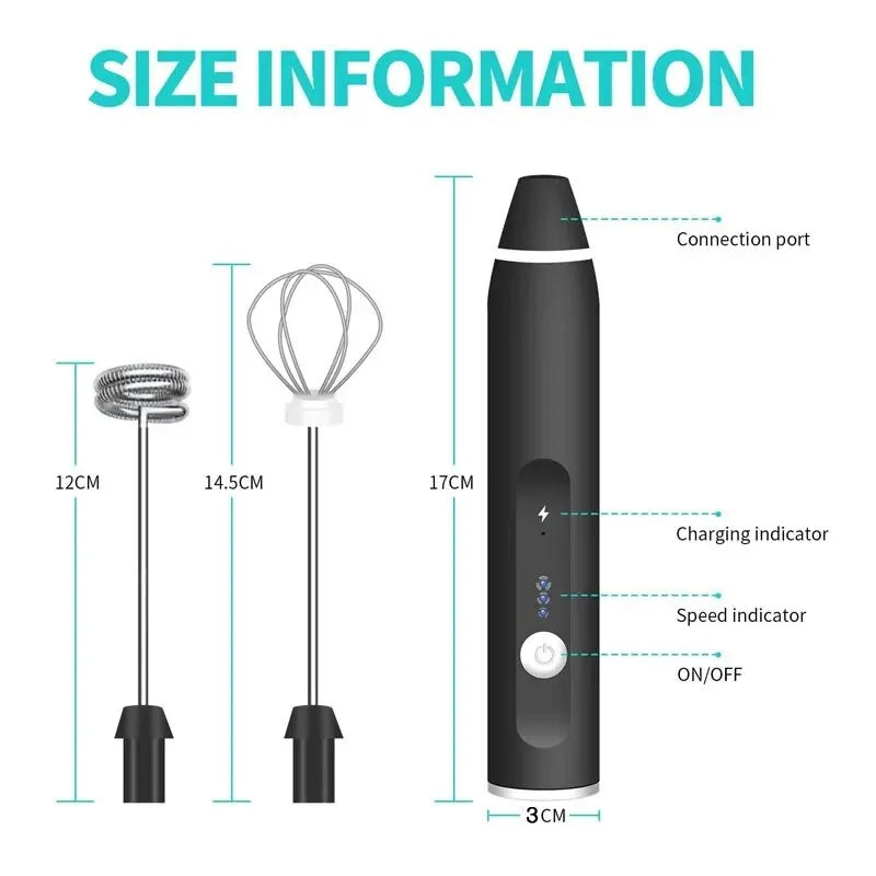 Portable Electric Milk Frother — USB Mini Whisk for Coffee, Cappuccino & Egg Beater