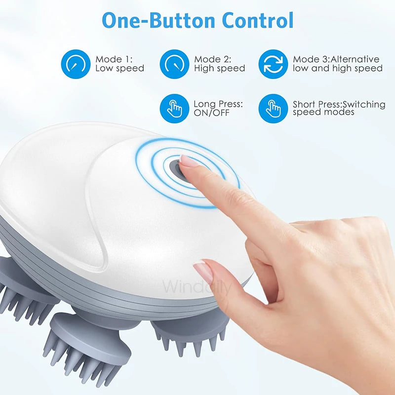 Electric Scalp Massager — Kneading Vibrating Head & Neck Massager for Hair Care & Relaxation