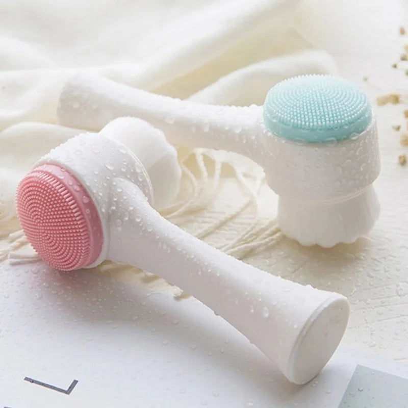 3D Double Sided Silicone Face Brush — Manual Cleansing & Exfoliator Massage Brush