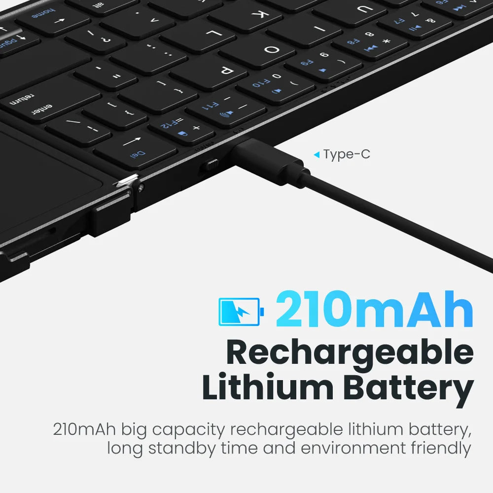Foldable Bluetooth Keyboard with Touchpad — Wireless PU Leather Keyboard for iOS, Android & Windows