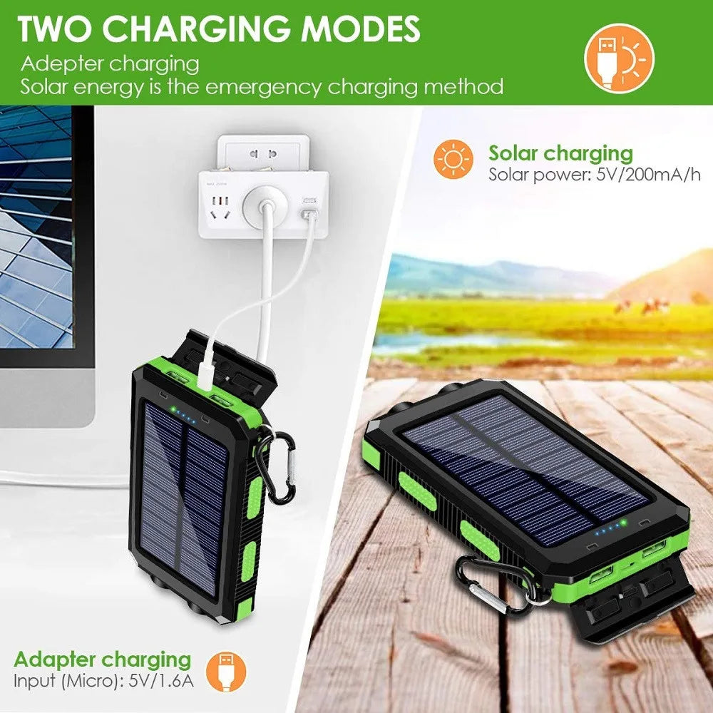 Solar Power Bank 80000mAh — Portable External Battery Charger with LED Light for All Smartphones