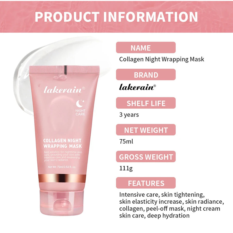 Korean Collagen Wrapping Face Mask & Brush Set — Rejuvenating Brightening & Moisturizing Skin Care
