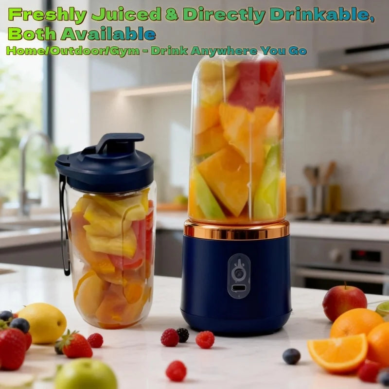 Double Cup Portable Blender — USB Juicer for Smoothies, Milkshakes & Juices