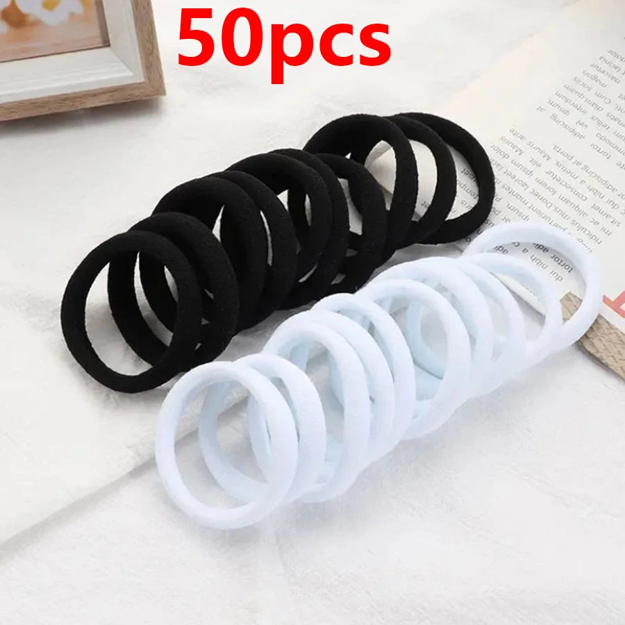 50PCS Candy Color Nylon Scrunchie Set — Women & Girls Hair Ties & Ponytail Holders Fashion Accessories