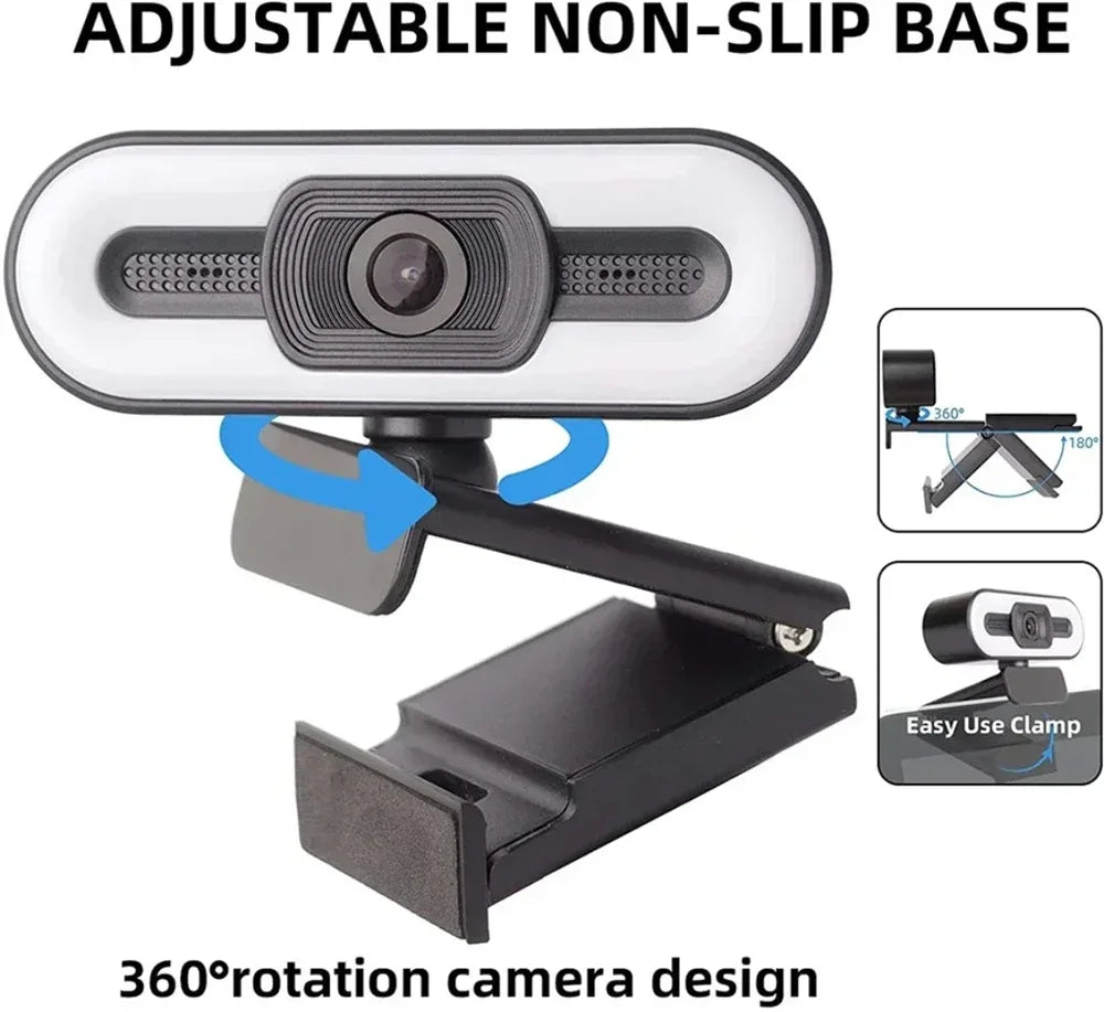 Portable 4K HD Webcam — Auto Focus with Microphone & Light for Live Streaming & Video Calls