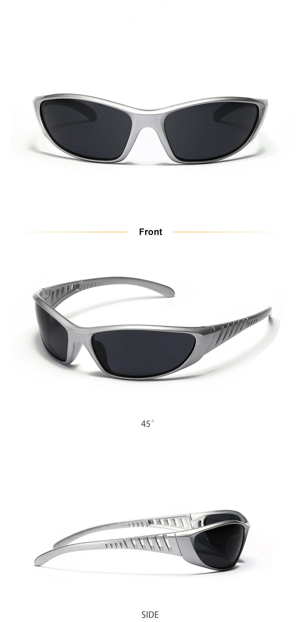 Y2K Silver Sunglasses — Trendy Hollowed Out Futuristic Style for Women & Men