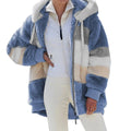 Oversized Plush Hooded Jacket — Warm Cashmere Streetwear Coat with Zipper & Pockets for Women