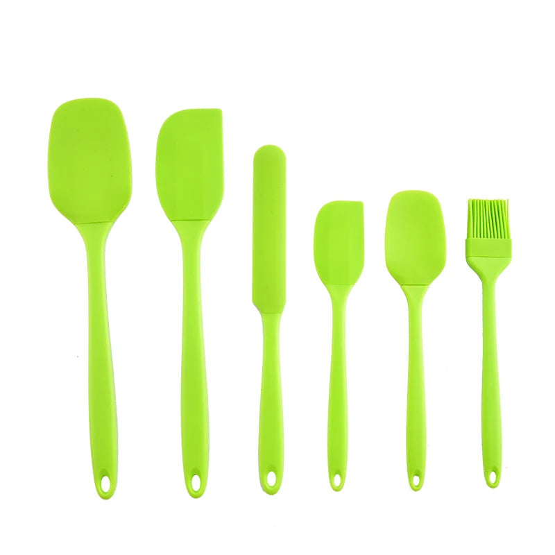 Silicone Kitchen Utensil Set — 6-Piece Baking Tool Set with Spatula, Scraper & Oil Brush