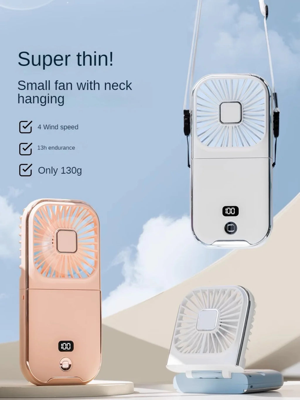 3-in-1 Portable Neck Fan & Power Bank — Foldable USB Rechargeable Desktop Fan for Home, Office & Outdoor